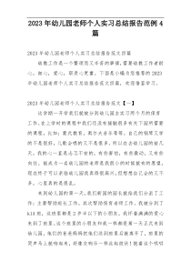 2023年幼儿园老师个人实习总结报告范例4篇
