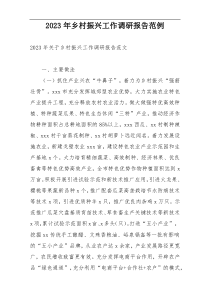 2023年乡村振兴工作调研报告范例