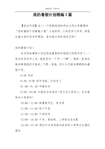 我的暑假计划精编3篇