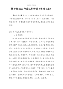 辅导员2023年度工作计划（实用4篇）