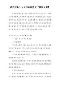 项目财务个人工作总结范文【最新4篇】