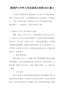 医院护士半年工作总结范文范例2023篇4