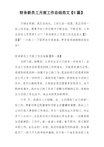 财务新员工月度工作总结范文【5篇】