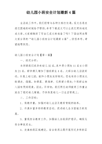 幼儿园小班安全计划最新4篇