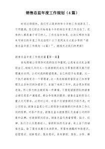 销售总监年度工作规划（4篇）