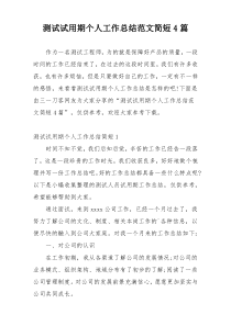 测试试用期个人工作总结范文简短4篇