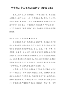 学生实习个人工作总结范文（精选5篇）
