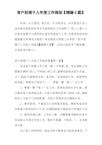 客户经理个人年度工作规划【精编5篇】