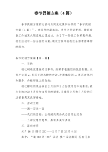 春节促销方案（4篇）