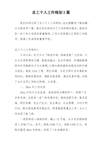 总工个人工作规划3篇