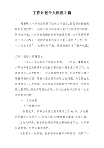 工作计划个人优选5篇
