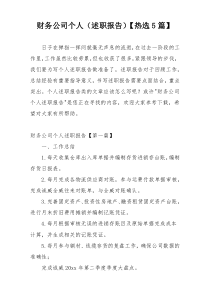 财务公司个人（述职报告）【热选5篇】