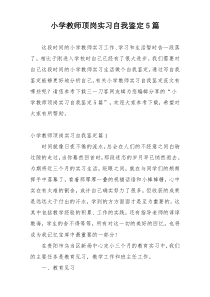 小学教师顶岗实习自我鉴定5篇