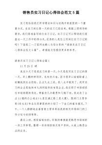 销售员实习日记心得体会范文5篇