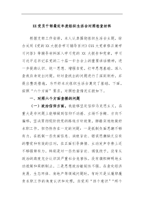 XX党员干部最近年度组织生活会对照检查材料