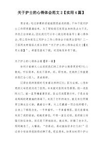 关于护士的心得体会范文2【实用4篇】