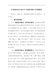 XX党组织书记2023年一季度抓党建工作述职报告