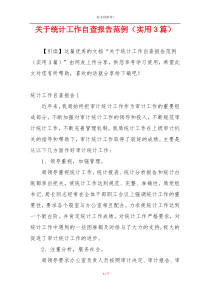 关于统计工作自查报告范例（实用3篇）