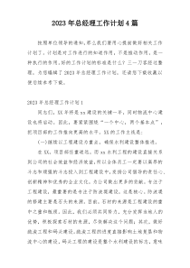 2023年总经理工作计划4篇