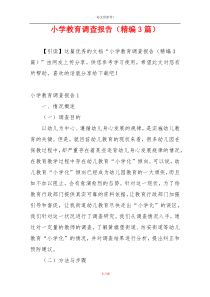 小学教育调查报告（精编3篇）
