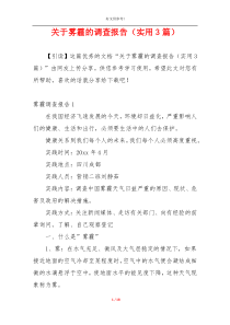 关于雾霾的调查报告（实用3篇）