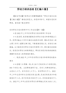 劳动力培训总结【汇编5篇】