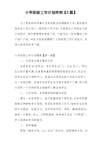小学班级工作计划样例【5篇】