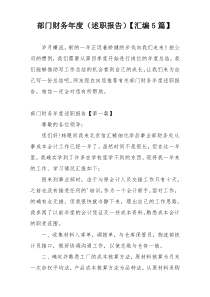 部门财务年度（述职报告）【汇编5篇】