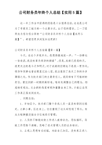 公司财务员年终个人总结【实用5篇】