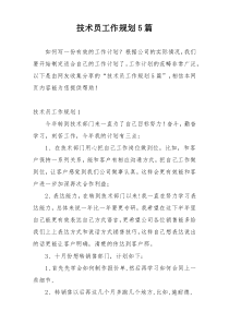 技术员工作规划5篇