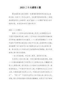 2023二十大感悟3篇