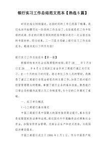银行实习工作总结范文范本【热选5篇】