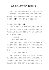 民主生活会发言材料【范例4篇】