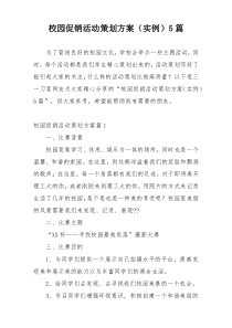 校园促销活动策划方案（实例）5篇