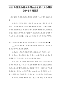 2023年开展防溺水实用安全教育个人心得体会参考样例五篇