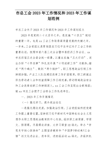 市总工会2023年工作情况和2023年工作谋划范例