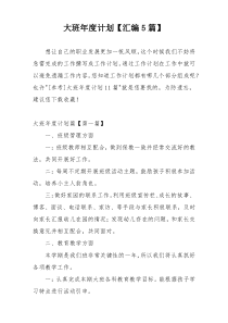 大班年度计划【汇编5篇】