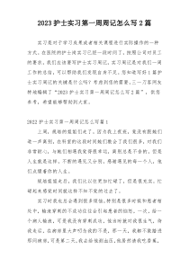 2023护士实习第一周周记怎么写2篇