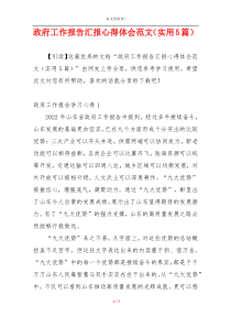 政府工作报告汇报心得体会范文（实用5篇）