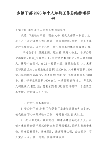 乡镇干部2023年个人年终工作总结参考样例