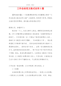 工作总结范文格式实用3篇