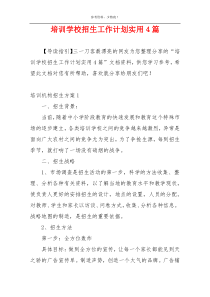 培训学校招生工作计划实用4篇