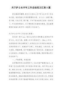 关于护士长半年工作总结范文汇报5篇