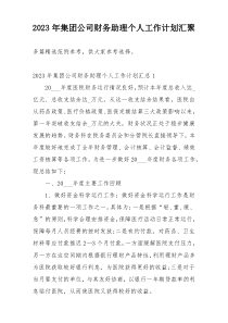 2023年集团公司财务助理个人工作计划汇聚