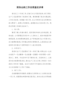 财务出纳工作自我鉴定多章