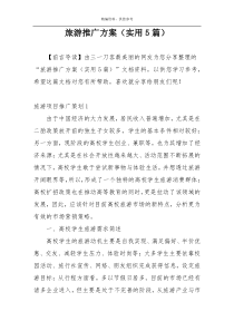 旅游推广方案（实用5篇）