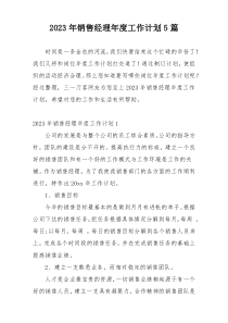 2023年销售经理年度工作计划5篇