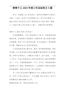 销售个人2023年度工作总结范文5篇