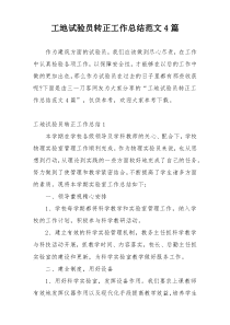 工地试验员转正工作总结范文4篇
