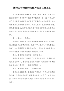 教师关于师德师风修养心得体会范文